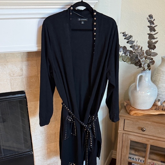 INC International Concepts Black Stud-Trim Women's Long Cardigan/Duster 2X - Picture 3 of 8